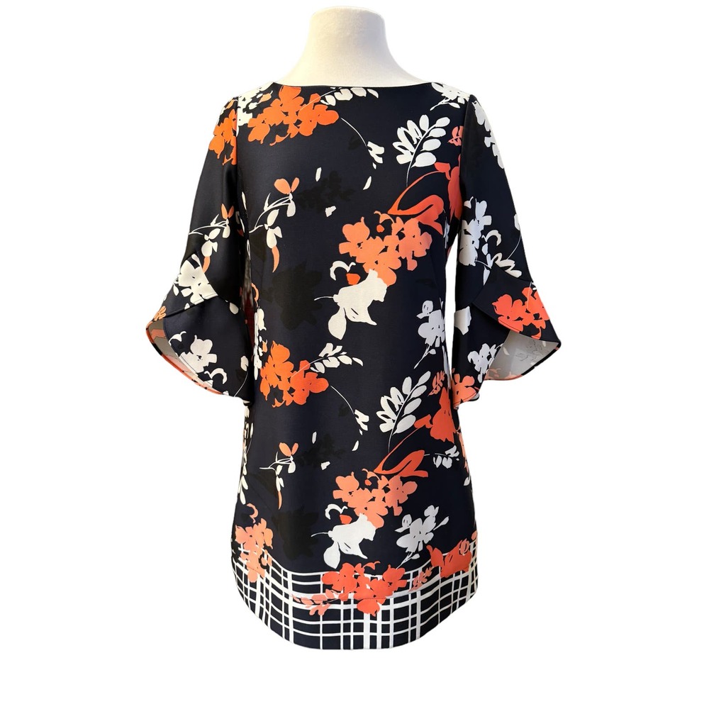 Vince Camuto Navy and Orange Floral Mini Dress - like new! 💙🧡